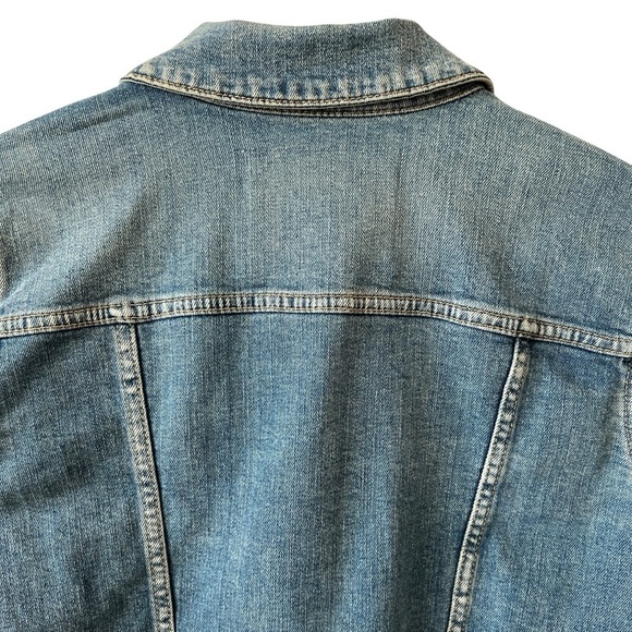 GARAGE BOYFRIEND DENIM JACKET WOMENS M CROPPED FRAY HEM CLASSIC EDGY TOMBOY CHIC - Picture 4 of 12